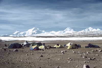 Base camp - Shishipanga is the peak on the left
